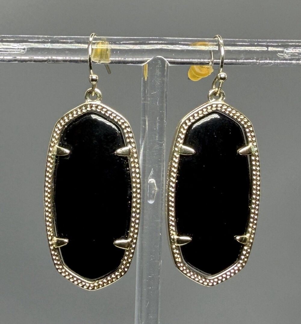Kendra Scott Elle Drop Earrings Black 14K Gold Plated